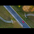 Żelazny szlak rowerowy – budowa ścieżek rowerowych w ramach zagospodarowania ciągów kolejowych… w Jastrzębiu –Zdroju. Widok z lotu ptaka. W centralnej części dwupoziomowe skrzyżowanie. Poniżej utwardz 